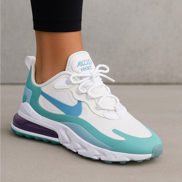 Nike Shoes - Nike W Air Max 270 React White/Light Blue/Turquoise/Purple - Size 8​